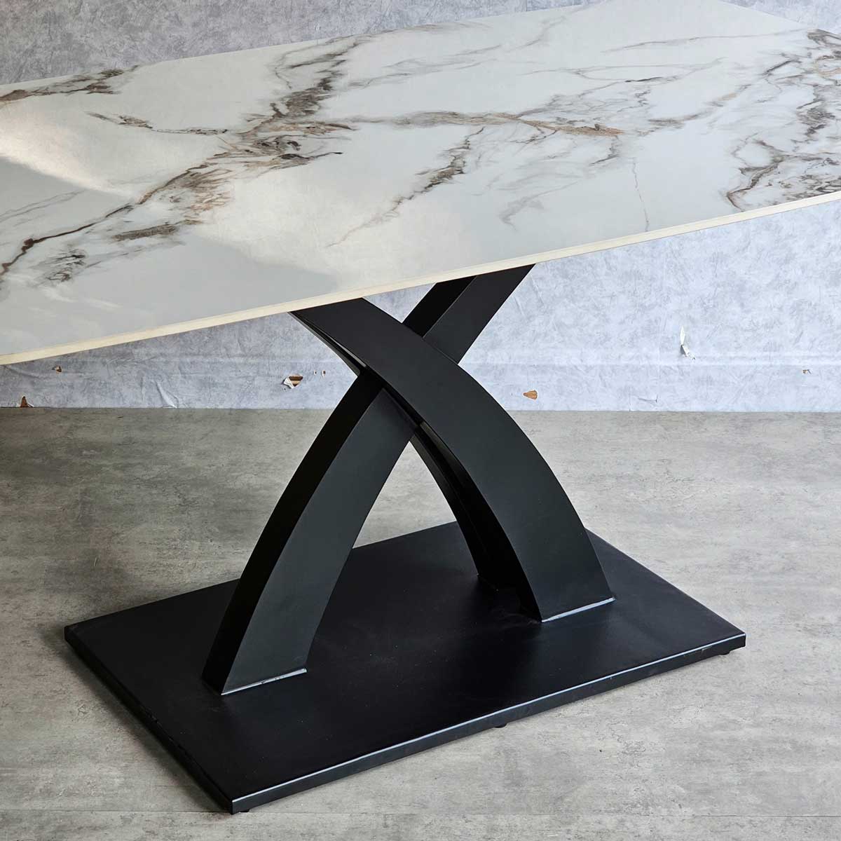Bàn ăn chữ nhật 160x90cm mặt đá ceramic chân sắt Bàn ăn chữ nhật 160x90cm mặt đá ceramic chân sắt - hình 4