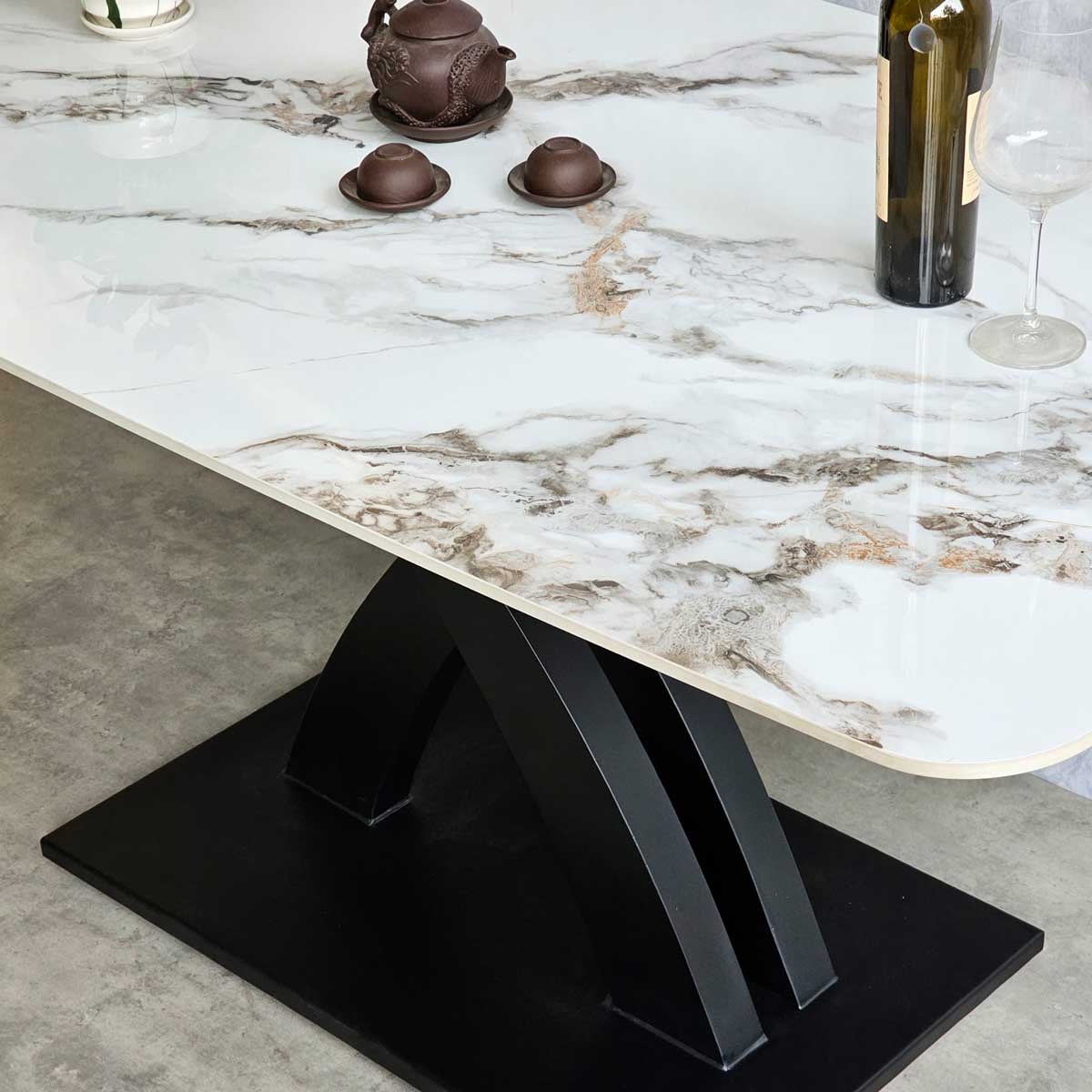 Bàn ăn chữ nhật 160x90cm mặt đá ceramic chân sắt Bàn ăn chữ nhật 160x90cm mặt đá ceramic chân sắt - hình 5