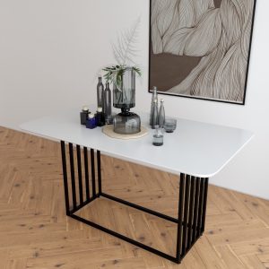 Bàn ăn chữ nhật Gemma 140 160x80cm gỗ cao su chân sắt - hình 1