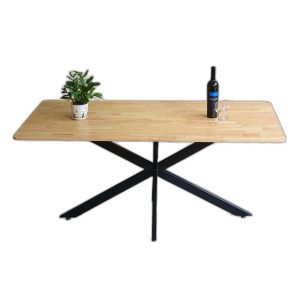 Bàn ăn chữ nhật KANE 03 160x80cm gỗ cao su chân sắt