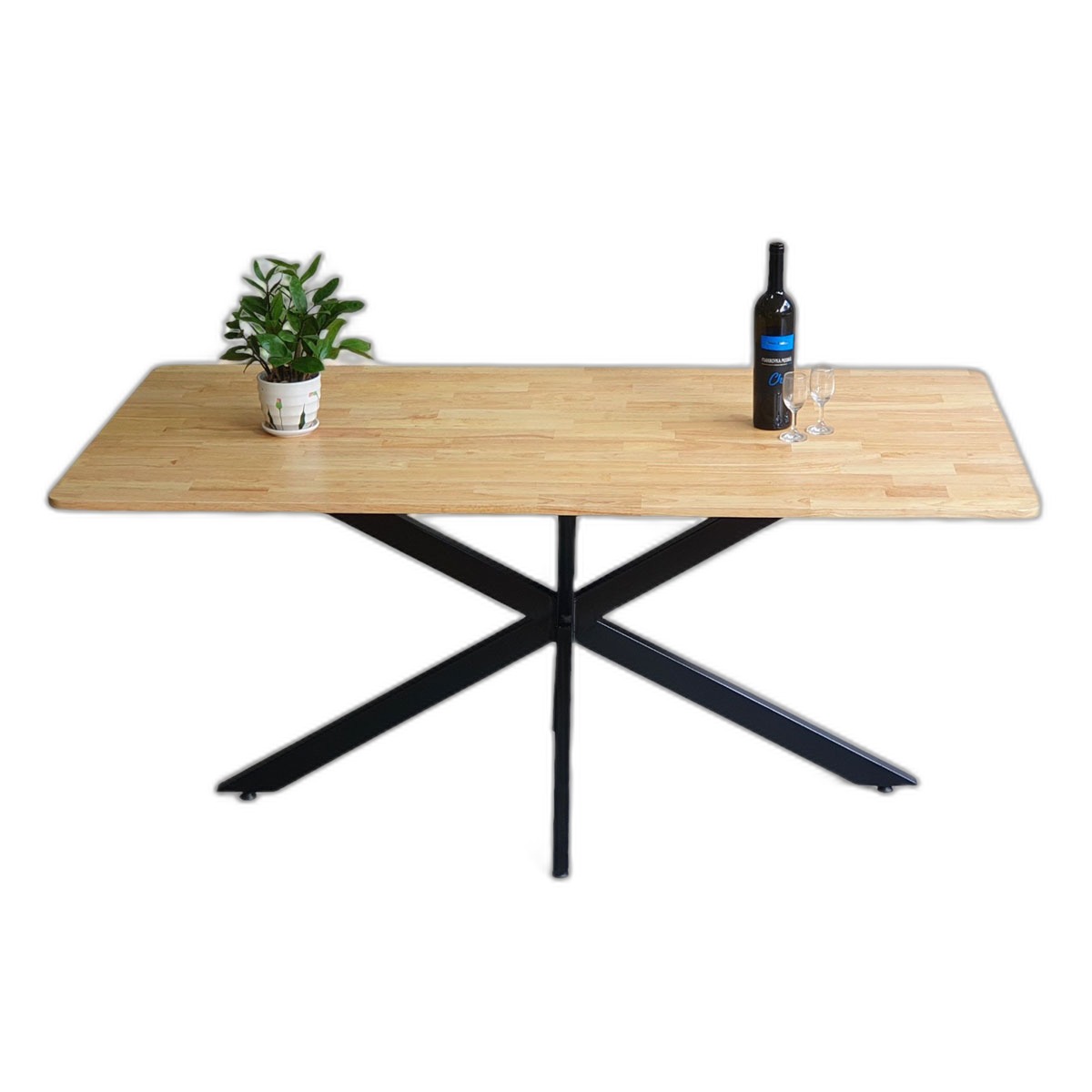 Bàn ăn chữ nhật KANE 03 160x80cm gỗ cao su chân sắt Bàn ăn chữ nhật KANE 03 160x80cm gỗ cao su chân sắt