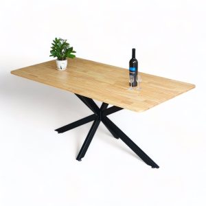 Bàn ăn chữ nhật KANE 03 160x80cm gỗ cao su chân sắt - hình 1