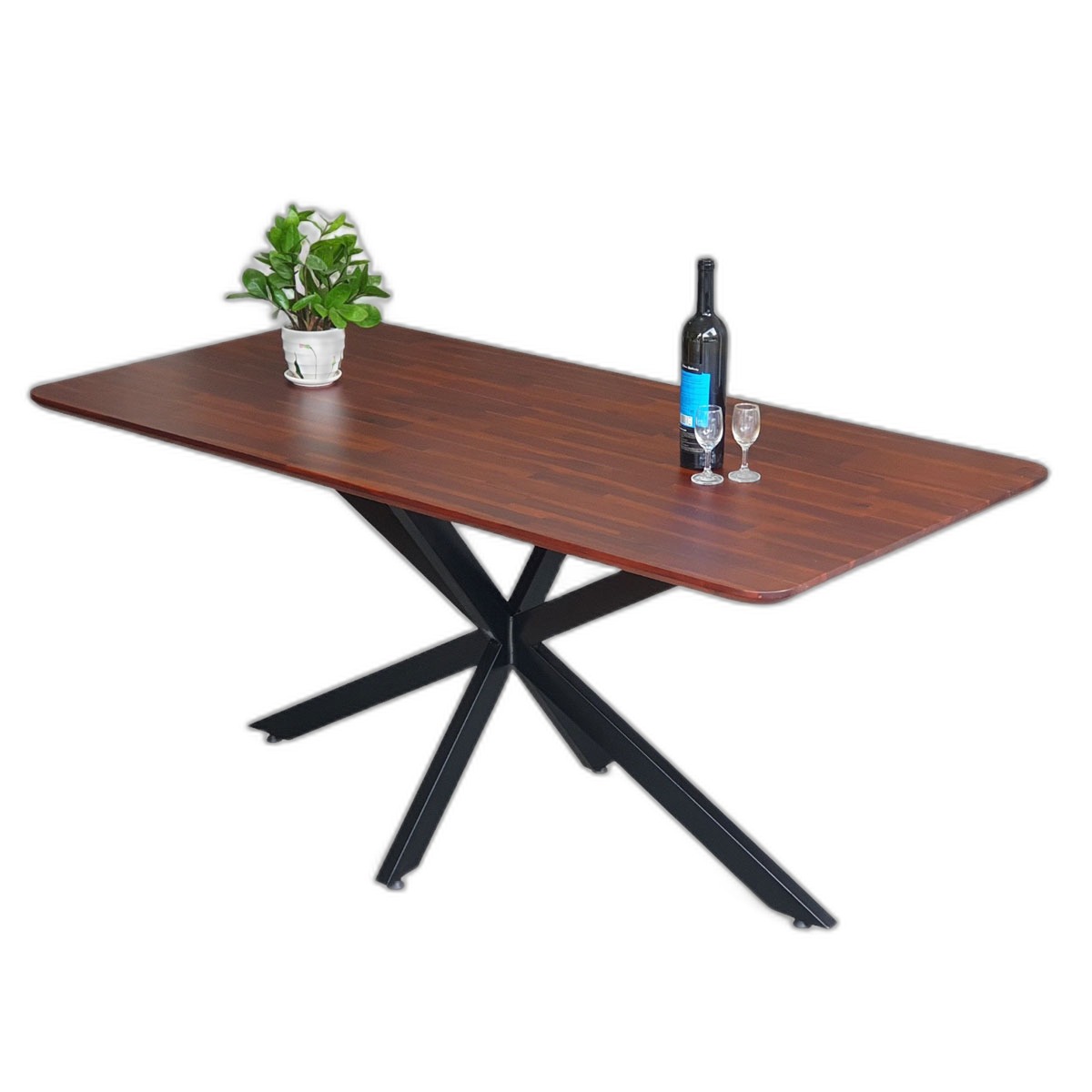 Bàn ăn chữ nhật KANE 03 160x80cm tràm chân sắt Bàn ăn chữ nhật KANE 03 160x80cm tràm chân sắt