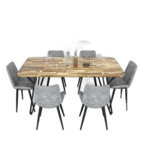 Bàn ăn chữ nhật MIKA 140 160x80cm gỗ tràm chân sắt chữ Y