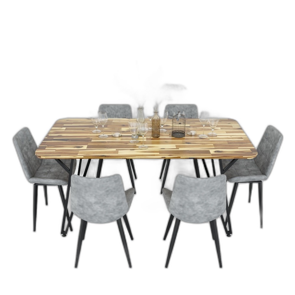 Bàn ăn chữ nhật MIKA 140 160x80cm gỗ tràm chân sắt chữ Y Bàn ăn chữ nhật MIKA 140 160x80cm gỗ tràm chân sắt chữ Y