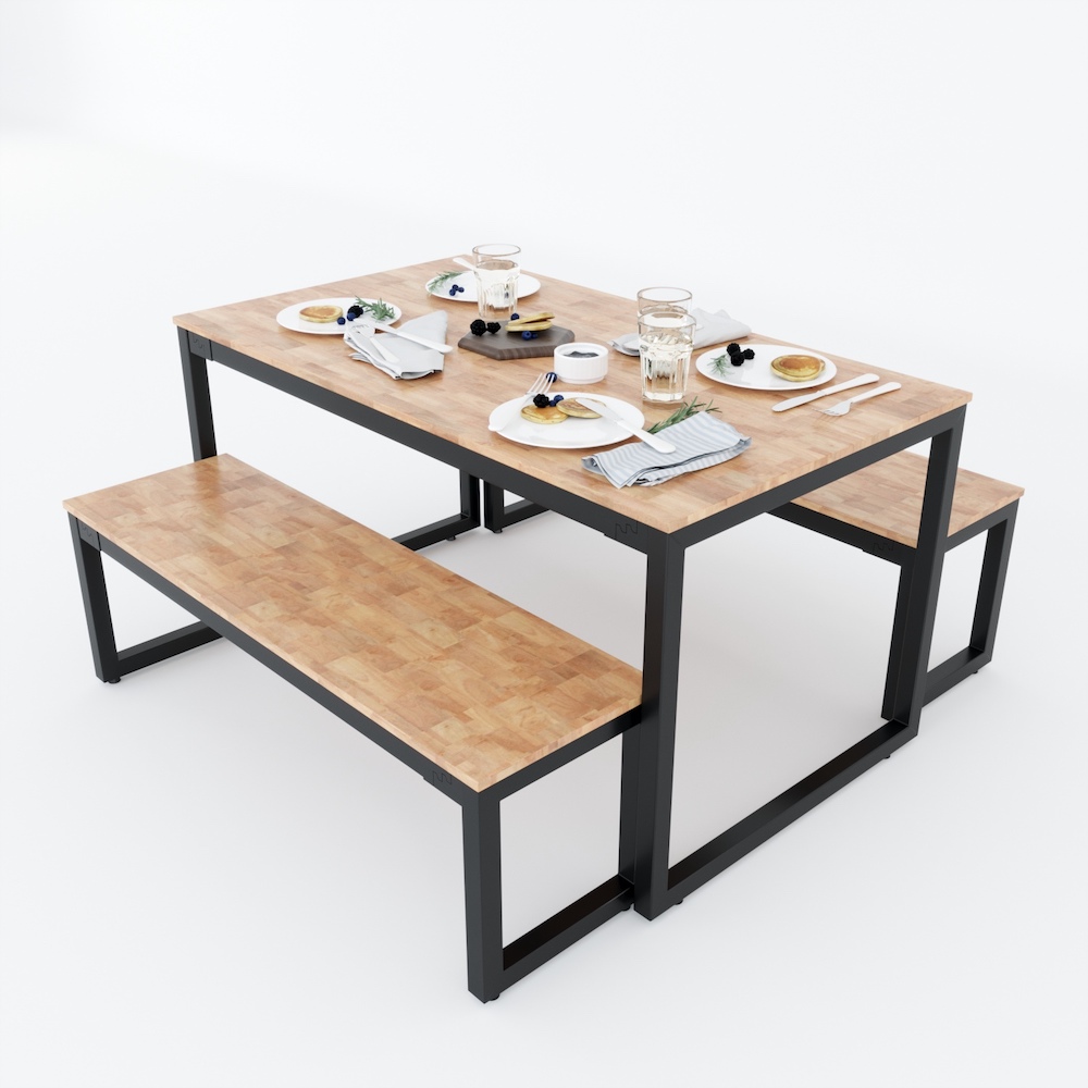 Bàn ăn chữ nhật SADO 01 140 160x 0cm gỗ cao su chân sắt Bàn ăn chữ nhật SADO 01 140 160x 0cm gỗ cao su chân sắt - hình 2