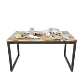 Bàn ăn chữ nhật SADO 02 140 160x80cm gỗ tràm chân sắt