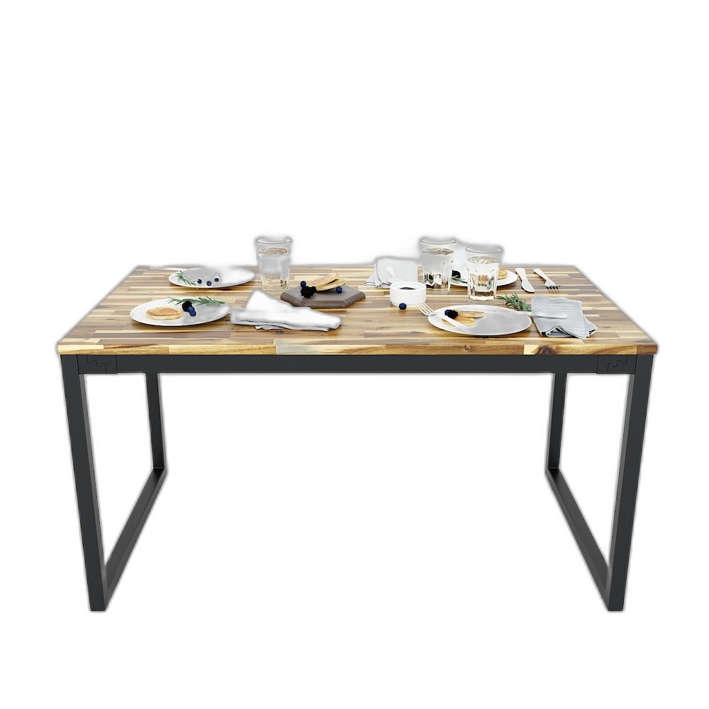 Bàn ăn chữ nhật SADO 02 140 160x80cm gỗ tràm chân sắt Bàn ăn chữ nhật SADO 02 140 160x80cm gỗ tràm chân sắt
