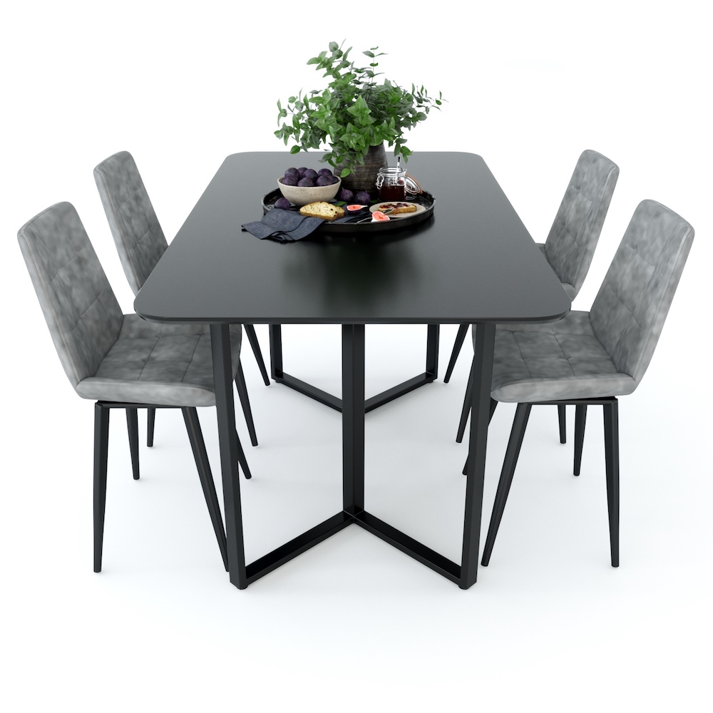Bàn ăn chữ nhật Vincen 140 160x80cm gỗ cao su chân sắt Bàn ăn chữ nhật Vincen 140 160x80cm gỗ cao su chân sắt - hình 2