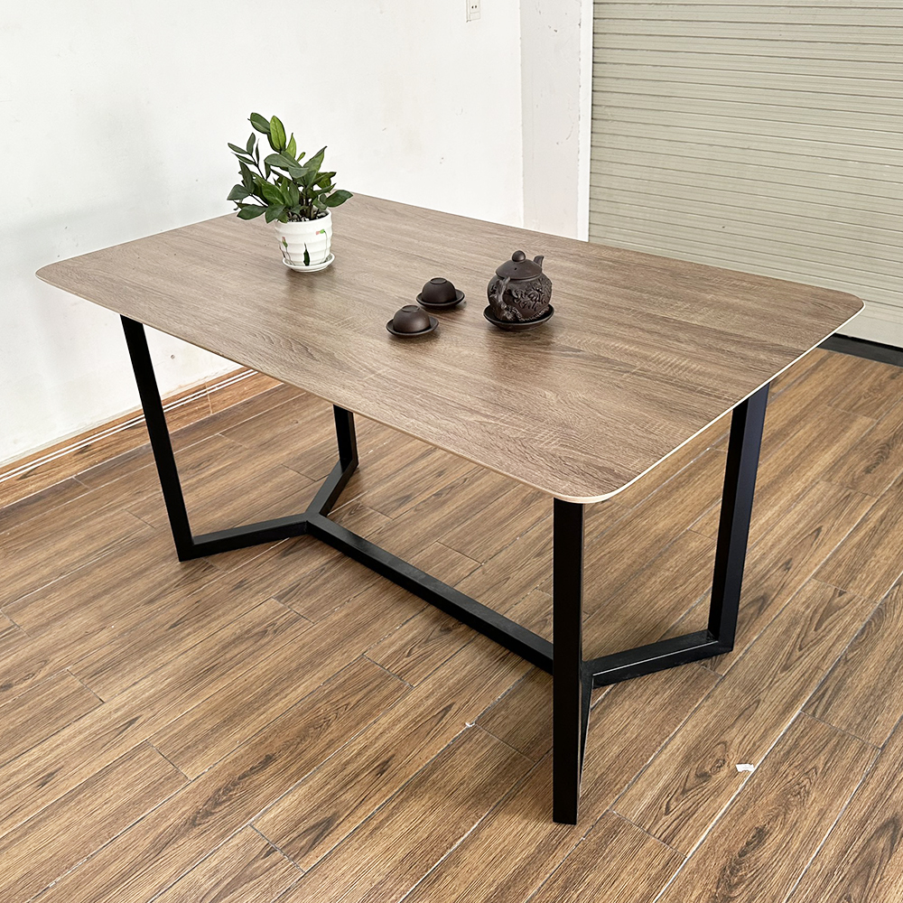 Bàn ăn gỗ Plywood chân sắt sơn tĩnh điện Bàn ăn gỗ Plywood chân sắt sơn tĩnh điện - hình 2
