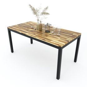 Bàn ăn gỗ tràm chân sắt vuông - hình 1