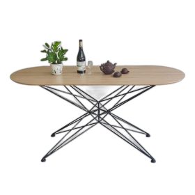 Bàn ăn hình oval 160x70cm chân sắt nghệ thuật