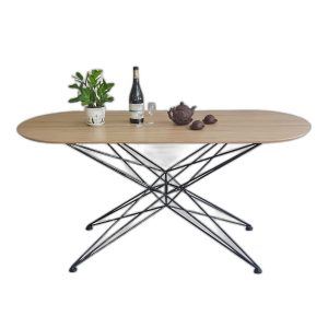 Bàn ăn hình oval 160x70cm chân sắt nghệ thuật