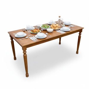 Bàn ăn Louis 160x80cm gỗ cao su - hình 1