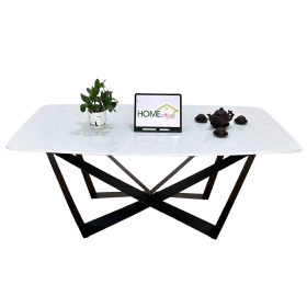 Bàn ăn mặt đá chân sắt sơn tĩnh điện - hình 1