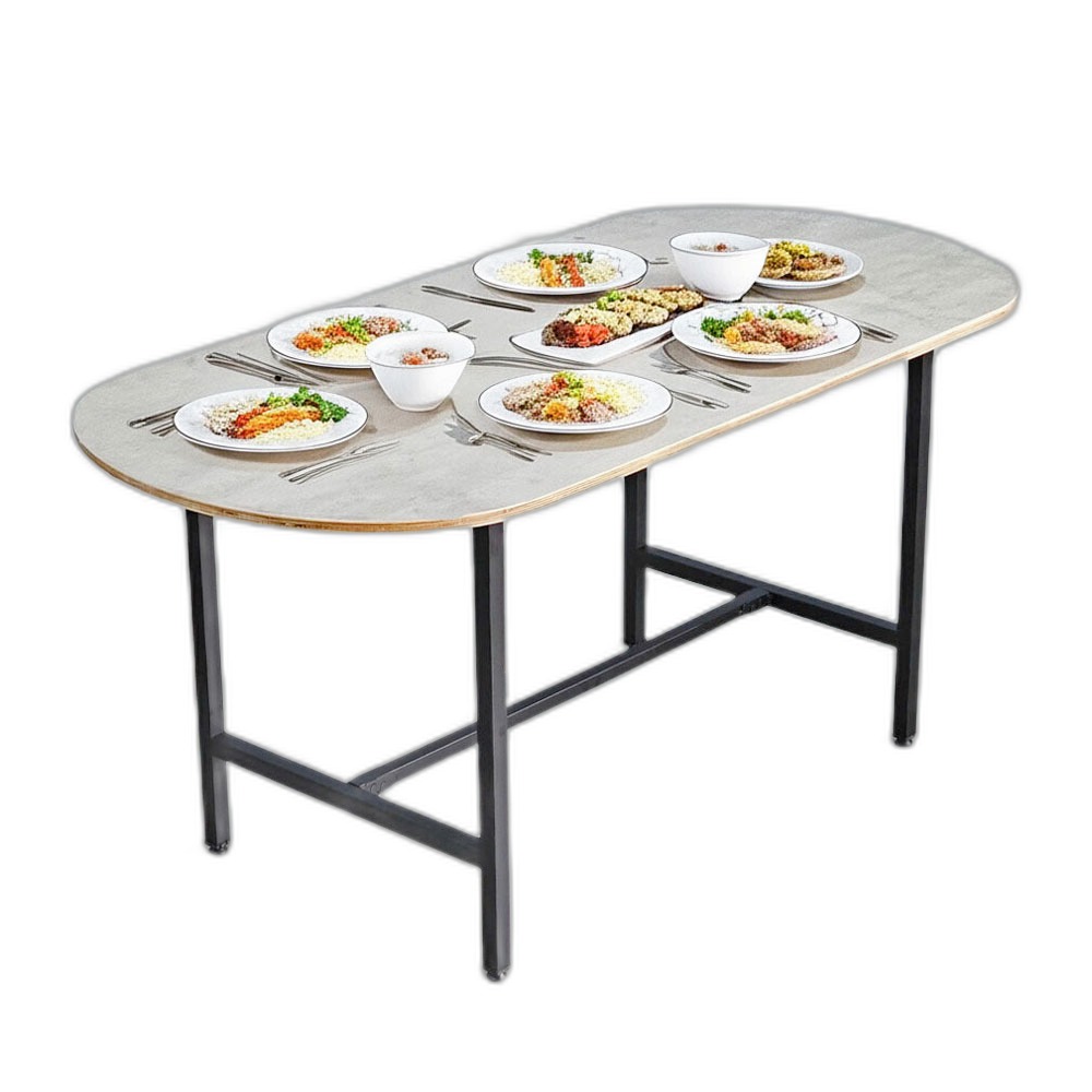 Bàn ăn oval 1m6 DELY gỗ Plywood chân sắt Bàn ăn oval 1m6 DELY gỗ Plywood chân sắt