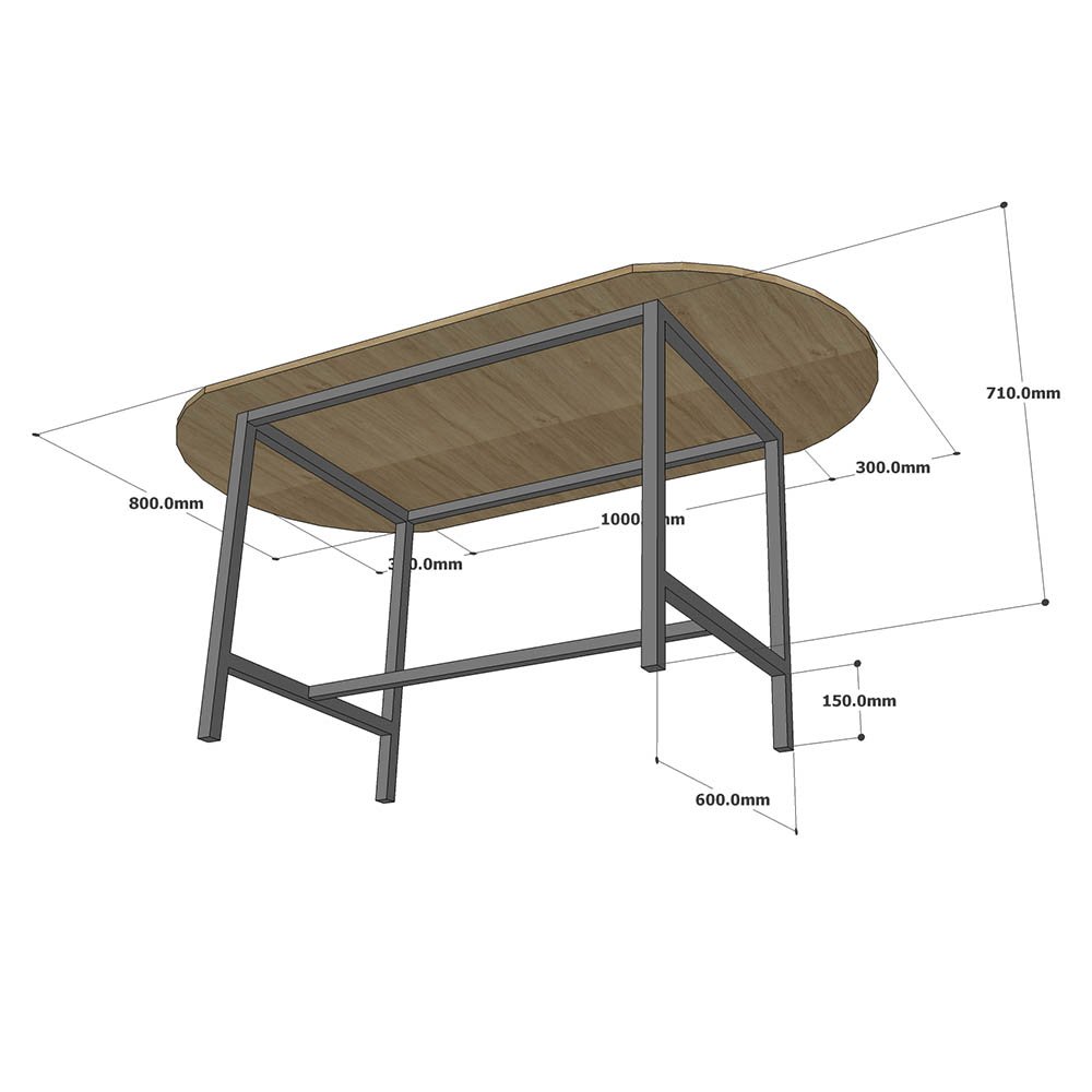 Bàn ăn oval 1m6 DELY gỗ Plywood chân sắt Bàn ăn oval 1m6 DELY gỗ Plywood chân sắt - hình 3
