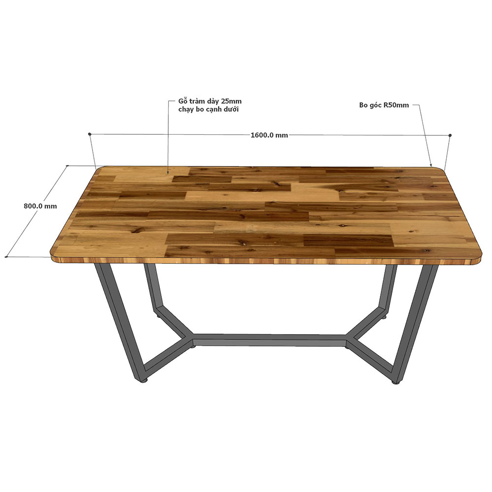 Bàn ăn TOGI gỗ Tràm chân sắt 160x80cm Bàn ăn TOGI gỗ Tràm chân sắt 160x80cm - hình 2