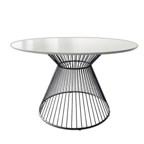 Bàn ăn tròn 100 120cm gỗ cao su khung sắt nghệ thuật