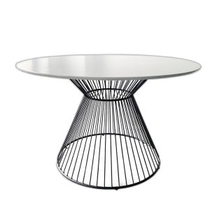 Bàn ăn tròn 100 120cm gỗ cao su khung sắt nghệ thuật