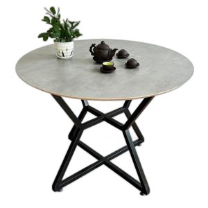 Bàn ăn tròn 100 120cm gỗ Plywood chân sắt