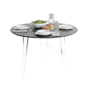 Bàn ăn tròn 100cm gỗ cao su chân sắt