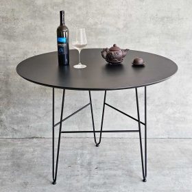 Bàn ăn tròn 100cm gỗ cao su chân sắt - hình 1