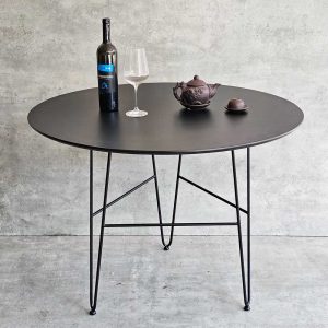 Bàn ăn tròn 100cm gỗ cao su chân sắt - hình 1