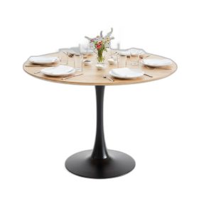 Bàn ăn tròn 100cm gỗ cao su chân sắt Hairpin