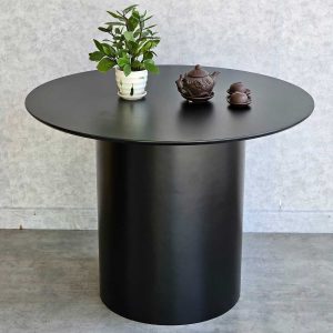 Bàn ăn tròn 100cm gỗ cao su sơn màu đen - hình 1