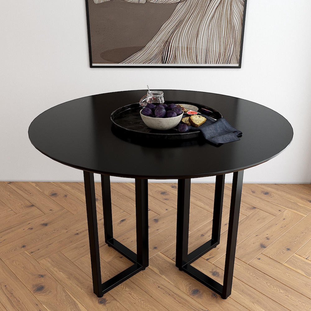 Bàn ăn tròn 100cm hiện đại Dylan mặt gỗ chân sắt Bàn ăn tròn 100cm hiện đại Dylan mặt gỗ chân sắt - hình 3