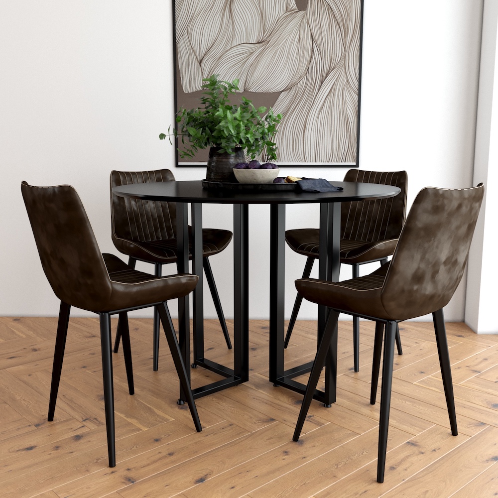 Bàn ăn tròn 100cm hiện đại Dylan mặt gỗ chân sắt Bàn ăn tròn 100cm hiện đại Dylan mặt gỗ chân sắt - hình 5