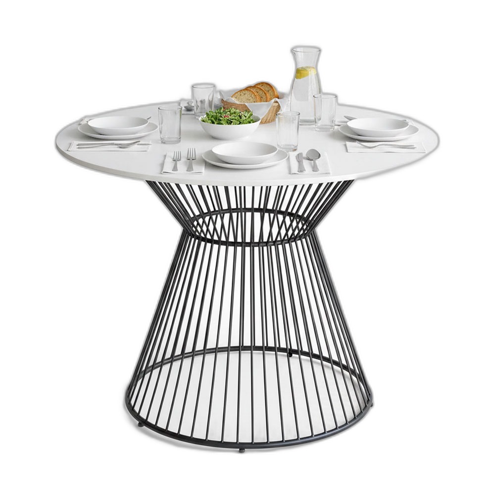 Bàn ăn tròn 100cm mặt đá chân sắt nghệ thuật Bàn ăn tròn 100cm mặt đá chân sắt nghệ thuật