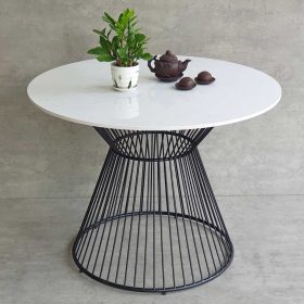 Bàn ăn tròn 100cm mặt đá chân sắt nghệ thuật - hình 1