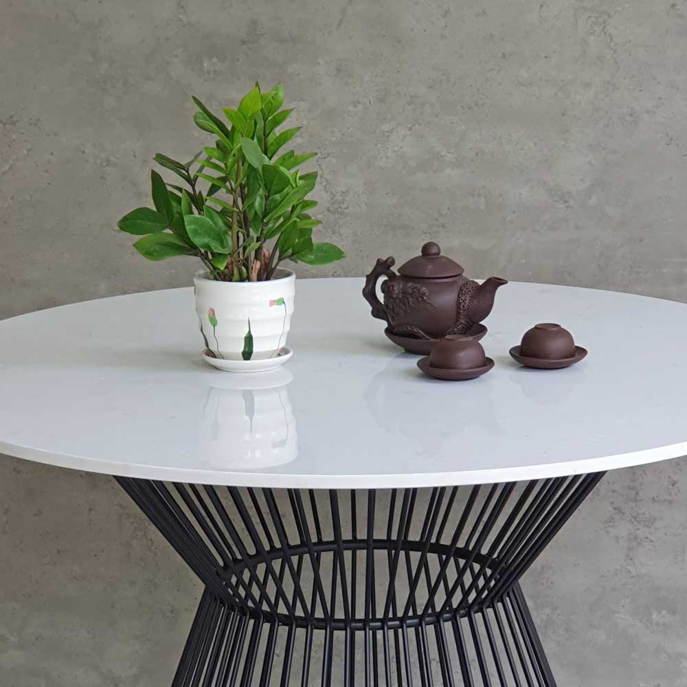 Bàn ăn tròn 100cm mặt đá chân sắt nghệ thuật Bàn ăn tròn 100cm mặt đá chân sắt nghệ thuật - hình 3