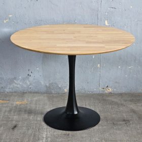 Bàn ăn tròn 100x100cm gỗ cao su chân Tulip - hình 1