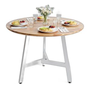 Bàn ăn tròn 100x100cm gỗ tràm chân sắt