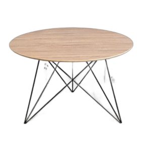 Bàn ăn tròn 120cm gỗ plywood chân sắt