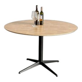 Bàn ăn tròn 120cm gỗ Plywood vân Cut Trunk chân sắt một trụ