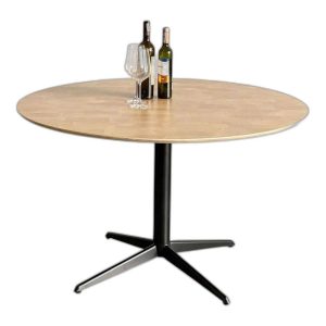 Bàn ăn tròn 120cm gỗ Plywood vân Cut Trunk chân sắt một trụ