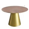 Bàn ăn tròn 120x120cm gỗ plywood chân sắt