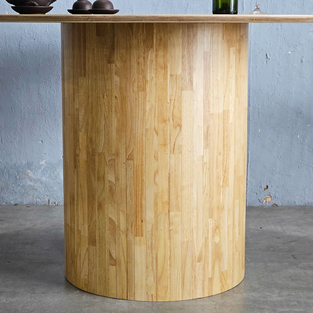 Bàn ăn tròn 120x120cm gỗ plywood chân trụ gỗ Bàn ăn tròn 120x120cm gỗ plywood chân trụ gỗ - hình 2