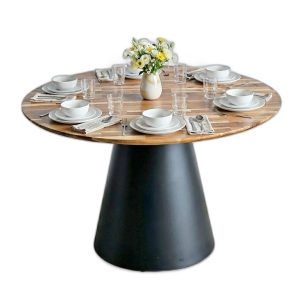 Bàn ăn tròn 120x120cm gỗ tràm chân sắt
