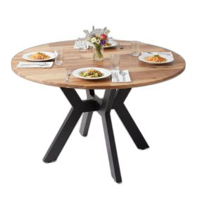 Bàn ăn tròn 120x120cm gỗ tràm chân sắt
