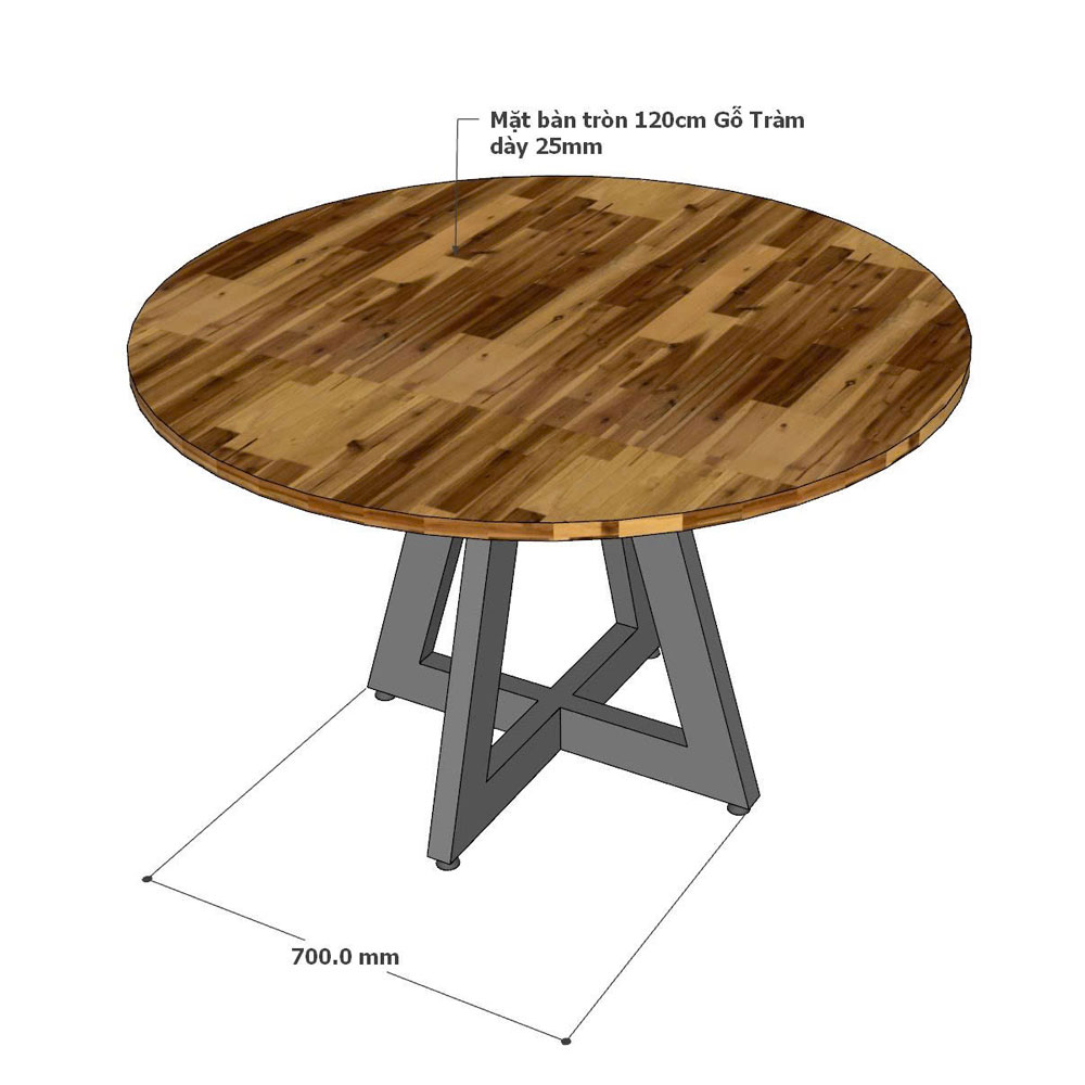 Bàn ăn tròn 120x120cm gỗ tràm chân sắt Bàn ăn tròn 120x120cm gỗ tràm chân sắt - hình 4