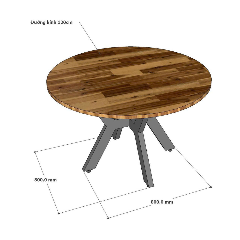 Bàn ăn tròn 120x120cm gỗ tràm chân sắt Bàn ăn tròn 120x120cm gỗ tràm chân sắt - hình 5