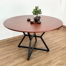 Bàn ăn tròn 1m2 gỗ cao su chân sắt - hình 1