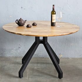 Bàn ăn tròn VEXA 120cm gỗ tràm chân sắt - hình 1
