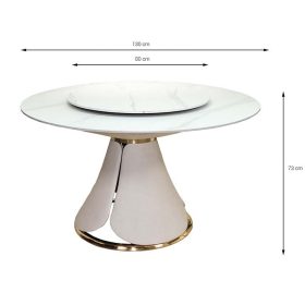 Bàn ăn tròn xoay Royal mặt đá chân bọc da GAK-T133 - hình 1