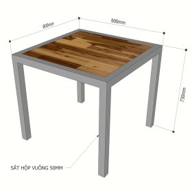 Bàn ăn UNO 03 mặt vuông 80cm gỗ tràm chân sắt - hình 1